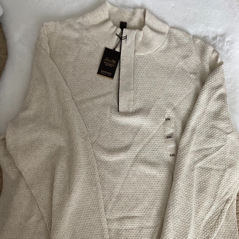 Tasso Elba Quarter Zip Cream Button Sweater